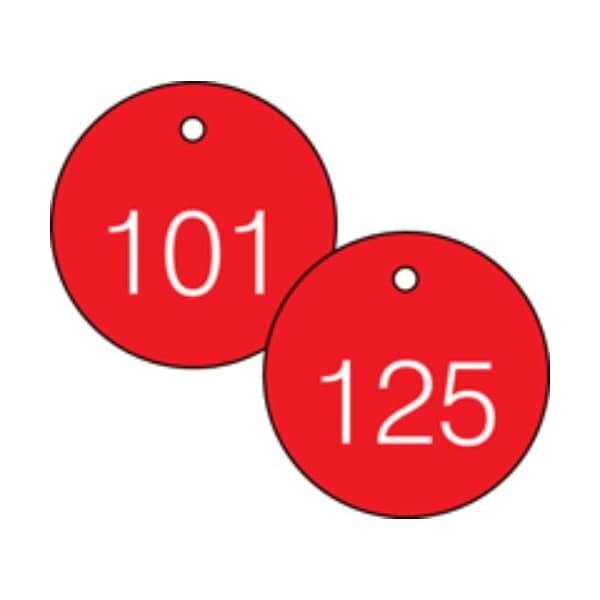 Accuform Engraved Numbered Tags, RP-Plastic, 0.075 in H x 3-1/4 in W, 25 PK TDG365RD - main